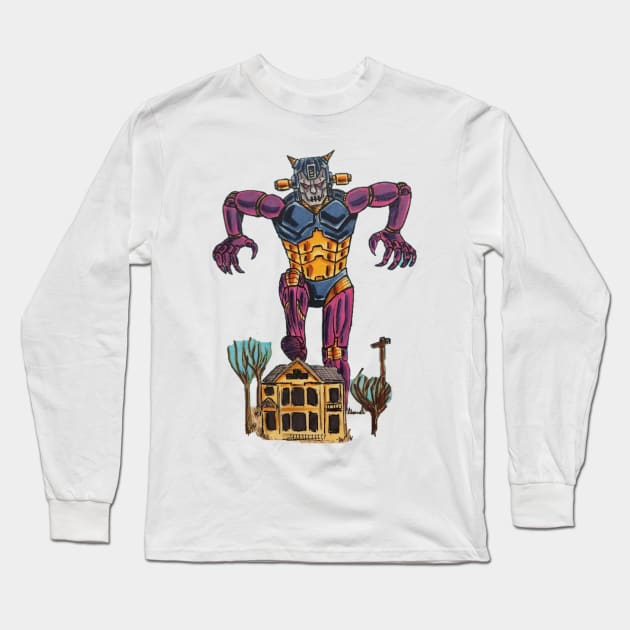 Monster Robot Long Sleeve T-Shirt by Fatmancomics